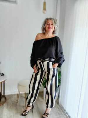 pantalon-sensacion-modelo-globo-rayas-bancas-negras pantalon-sensacion-modelo-globo-rayas-bancas-negras